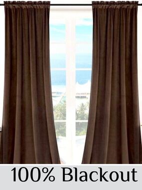 LUXURIOUS BROWN VELVET BLACKOUT CURTAINS ALERT! 🛋️ - 2 Panels, 50" x 84"